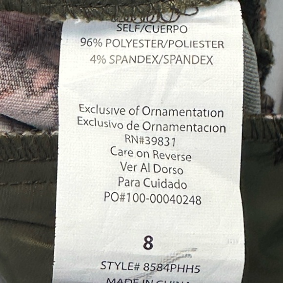 XOXO Floral Print Natalie Trouser Pants - Olive Green - size 8 - Picture 6 of 8